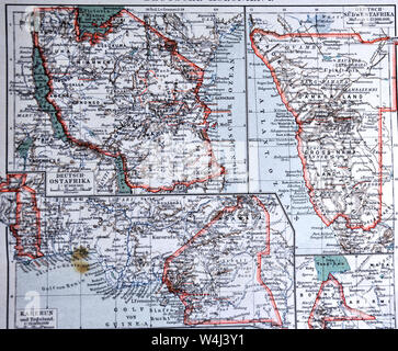 1900 Meyer Karte der deutschen Kolonien in Afrika und Ostindien Stockfoto