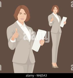 Völker. Business Frau lächelnd. Erfolgreiche Menschen. Erwachsene Person. Vector Illustration. Stock Vektor