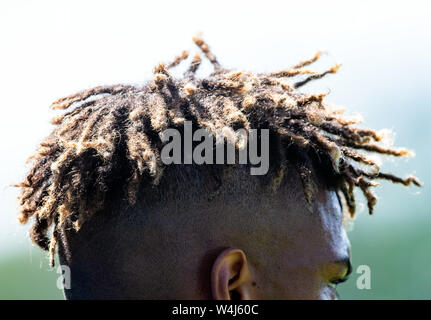 Berlin, Deutschland. 23. Juli, 2019. Die Rasta Locken von Sidney Friede. Credit: Soeren Stache/dpa/Alamy leben Nachrichten Stockfoto