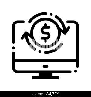 Money Account Verification Vektor dünne Linie Symbol Stock Vektor