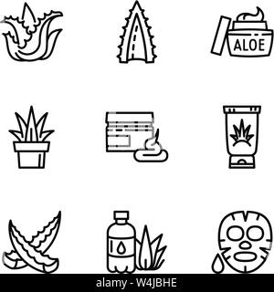 Aloe Icon Set. Umrisse Set von 9 Aloe Vector Icons für Web Design auf weißem Hintergrund Stock Vektor