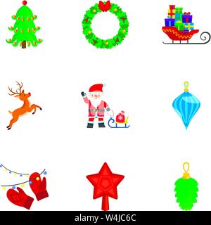 Weihnachten Symbol gesetzt. Flache Set von 9 Weihnachten Vector Icons für Web Design auf weißem Hintergrund Stock Vektor