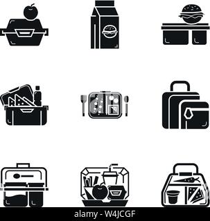 Lunch Box Icon Set. Einfacher Satz von 9 Lunch Box Vector Icons für Web Design auf weißem Hintergrund Stock Vektor