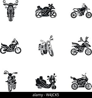 Motorrad Icon Set. Einfacher Satz von 9 Motorrad Vector Icons für Web Design auf weißem Hintergrund Stock Vektor