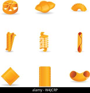 Pasta Icon Set. Cartoon Set von 9 pasta Vector Icons für Web Design auf weißem Hintergrund Stock Vektor