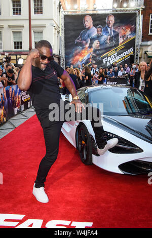 Idris Elba an einem Special Screening von Fast & Furious präsentiert: Hobbs und Shaw, im Curzon Mayfair, London statt. Stockfoto