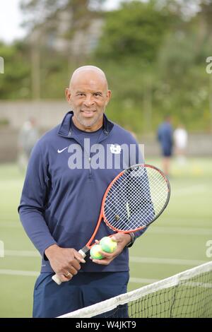Trevor Oktave an Donaghadee Tennis Club, County Down, Dienstag, Juli 2nd, 2019. (Foto von Paul McErlane für den Belfast Telegraph) Stockfoto