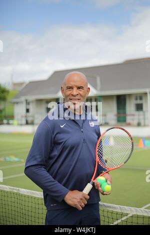 Trevor Oktave an Donaghadee Tennis Club, County Down, Dienstag, Juli 2nd, 2019. (Foto von Paul McErlane für den Belfast Telegraph) Stockfoto