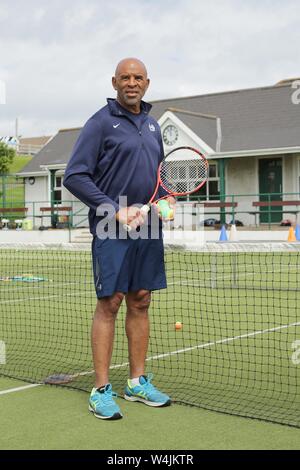 Trevor Oktave an Donaghadee Tennis Club, County Down, Dienstag, Juli 2nd, 2019. (Foto von Paul McErlane für den Belfast Telegraph) Stockfoto
