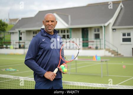 Trevor Oktave an Donaghadee Tennis Club, County Down, Dienstag, Juli 2nd, 2019. (Foto von Paul McErlane für den Belfast Telegraph) Stockfoto