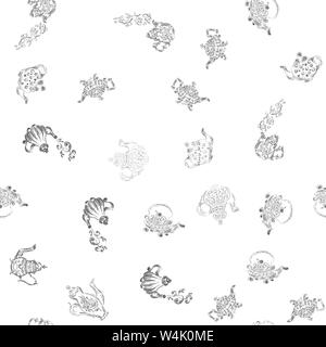 Nahtlose retro Hand gezeichnet von Teekannen, tolles Design für irgendwelche Zwecke. Nahtlose Muster eingestellt. Teekanne Hand ein Muster im chinesischen Stil auf Weiß b Stock Vektor