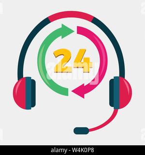24 h call center Konzept Vector Illustration Stock Vektor