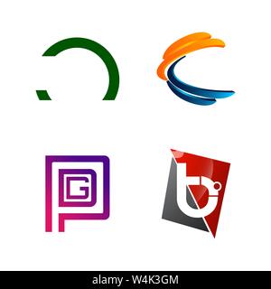 Der erste Buchstabe C, PGD, B, Halbkreis Symbol für Business Logo Design Template. Sammlung von Abstracts moderne Symbole für Organisation Stock Vektor