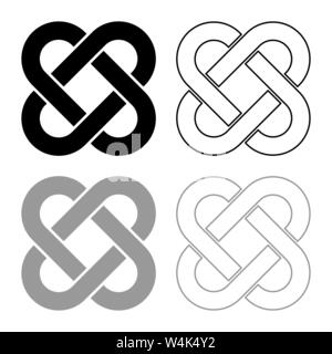 Keltischer Knoten Symbol Umrisse Set schwarz Farbe grau Vektor-illustration Flat Style simple Image Stock Vektor