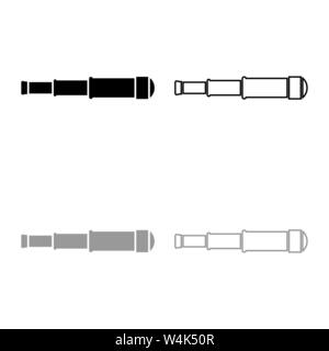 Spyglass Fernrohr Teleskop objektiv Symbol Umrisse Set schwarz Farbe grau Vektor-illustration Flat Style simple Image Stock Vektor