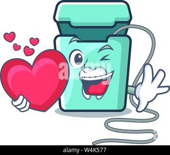 Mit herz Zahnseide in einem Maskottchen box Vector Illustration Stock Vektor