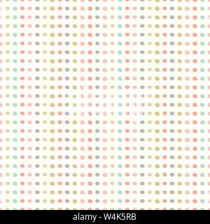 Nahtlose Muster wiederholen von Hand Punkte in Reihen aufgestellt. Pastellfarben Spots in einem Vektor geometrischen Design gefärbt. Stock Vektor