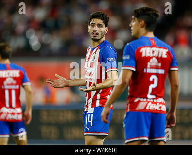 Arlington, Texas, USA. 23. Juli, 2019. Juli 23, 2019, Arlington, Texas, United States; während der zweiten Hälfte der Internationalen Champions Cup Match zwischen Chivas De Guadalajara und Atlético de Madrid im Globe Life Park in Arlington, TX. Credit: Ralph Lauer/ZUMA Draht/Alamy leben Nachrichten Stockfoto