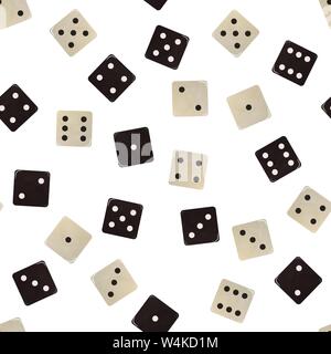 Weiße und schwarze Würfel. Nahtlose Muster Hintergrund. Vector Illustration. Casino und spielen. Stock Vektor