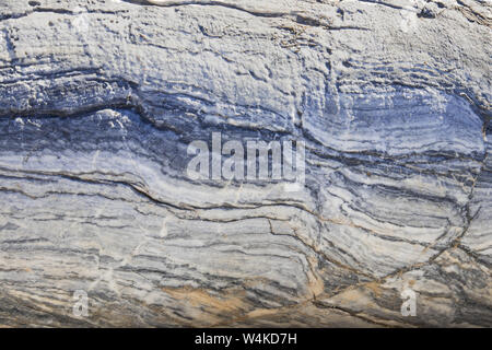 Der Hintergrund ist eine natürliche Platte aus Weiß mit blau, gelb und lila Adern der Karar Marmor Stockfoto