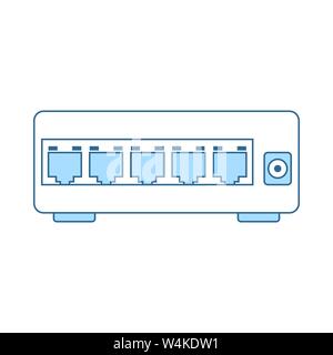 Ethernet-switch-Symbol. Dünne Linie mit blauer Füllung Design. Vector Illustration. Stock Vektor