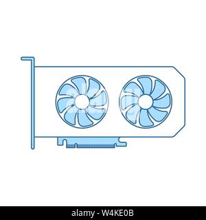 GPU-Symbol. Dünne Linie mit blauer Füllung Design. Vector Illustration. Stock Vektor