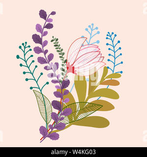 Abstrakt floral background mit Blumen und bunten Blättern Stockfoto