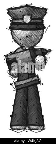 Skizze Polizei Mann mit großen bohren. Stockfoto