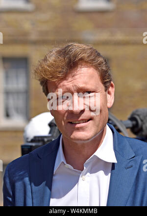 Richard Tice, MDEP, Vorsitzender des Brexit Partei, auf College Green, Westminster, Juli 2019 Stockfoto