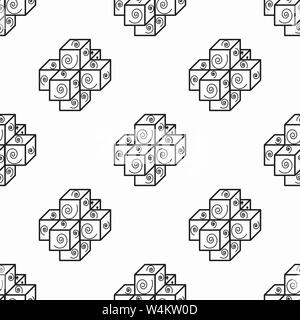 Schwarze Quadrate auf weißem Hintergrund nahtlose Muster Stock Vektor