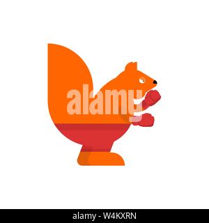 Eichhörnchen Boxer. In Boxhandschuhe Nagetier. Vector Illustration Stock Vektor