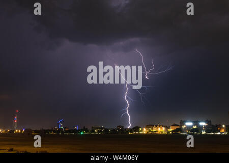 Gewitter Wut über Portsmouth am 23. Juli 2019 Stockfoto