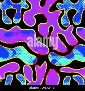 Graffiti hell Psychedelic nahtlose Muster auf einem schwarzen Hintergrund Vector Illustration Stock Vektor