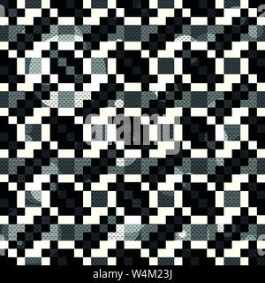 Schwarze und weiße Pixel von Polygonen abstrakte Nahtlose geometrischen Hintergrund Stock Vektor
