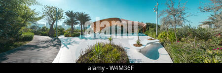 Butterfly Island, Sharjah, Vereinigte Arabische Emirate - Februar 2, 2018: ausstellungspavillon Centre im Park. Panorama Stockfoto