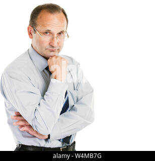 Nahaufnahme eines Psychologen Berater auf einem weißen Hintergrund. Das Foto hat einen leeren Raum für Ihren Text Stockfoto