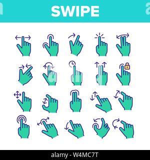 Farbe streichen berührt Vector Linear Symbole gesetzt Stock Vektor