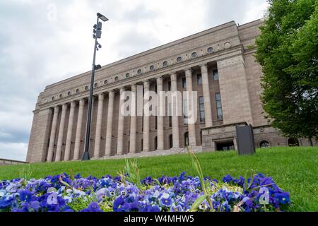 Finnland: Parliament House in Central Helsinki. Foto vom 5. Juni 2018. | Verwendung weltweit Stockfoto