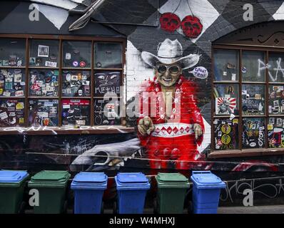 In den Gassen rund um ACDC Lane in der Innenstadt von Melbourne, zahlreiche Street Art Künstler haben sich verewigt. Ihre Graffiti wurden lange Zeit als Touristenattraktion betrachtet. (18. Januar 2016) | Verwendung weltweit Stockfoto