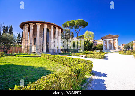 Forum Boarium und Tempel von Portuno acient Sehenswürdigkeiten der Ewigen Stadt Rom, römische Erbe in der Hauptstadt Italiens Stockfoto