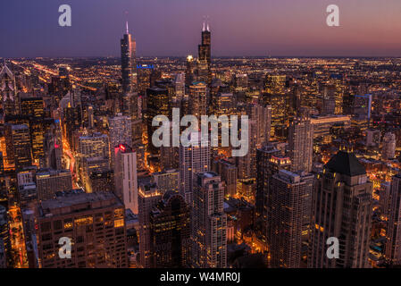 Stadtbild Schuß von 360 Chicago Observation Deck (John Hancock Observatory) Stockfoto