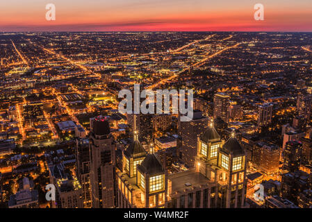 Stadtbild Schuß von 360 Chicago Observation Deck (John Hancock Observatory) Stockfoto