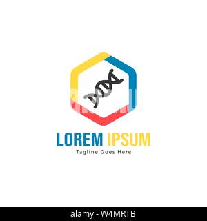 DNA-logo Template Design mit Rahmen. minimalistische DNA-logo Vector Illustration Design Stock Vektor