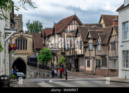 Lord Leycester Hospital in Warwick, England, UK ein historisches Gebäude, einst verletzten Soldaten zu Haus. Stockfoto