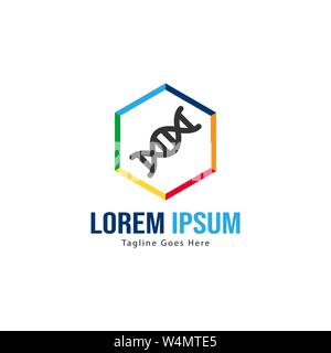 DNA-logo Template Design mit Rahmen. minimalistische DNA-logo Vector Illustration Design Stock Vektor