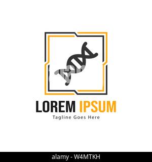 DNA-logo Template Design mit Rahmen. minimalistische DNA-logo Vector Illustration Design Stock Vektor