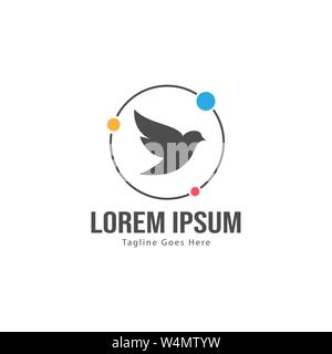 Taube logo Template Design mit Rahmen. minimalistische Taube logo Vector Illustration Design Stock Vektor