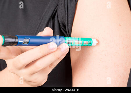 Patienten Insulin Pens zur insulininjektion Stockfoto