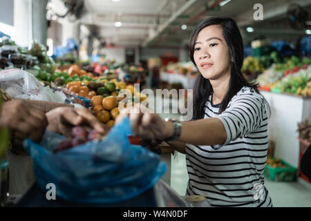 Schwangere junge Frau zu Fuß, während Sie Dinge Stockfoto