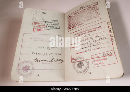 1950 United States Passport Visa Stempel Stockfoto